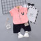 Children's Shirt Short Sleeve Boys Suit Baby Boy Sets - Pink
