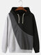 Mens Color Contrast With Irregular Stitching Drawstring Hoodies - Black