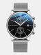 4 Colors Alloy Men Business Watch Waterproof Pointer Calendar Quartz Watch - Silver Band Black Dial