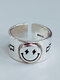 Vintage Copper Five-pointed Star Ring Golden Smile Face Opening Ring - Silver