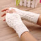 Women Stylish Hand Warmer Winter Gloves Arm Crochet Knitting Warm Fingerless Gloves - White