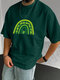 Mens Clover Plaid Print Crew Neck St Patrick's Day Short Sleeve T-Shirts Winter - Green