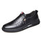 Men Side Zipper Slip On Business Casual Leather Loafers - Black