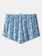 Men Arrow Pants Soft Home Sleepwear Mesh Breathable Colorblock Boxer Shorts - Blue