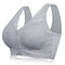 3XL Zip Front Lace Push Up Wireless Full Coverage Bras - Grey