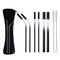 Portable 304 Stainless Steel Straw Set Spray Paint With Silicone Head Straw Environmentally Friendly - Black