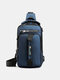 Men USB Charging Multi-carry Outdoor Waterproof Crossbody Bag Chest Bag Sling Bag - Blue