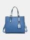 Faux Leather Ostrich Printed Multi-carry Crossbody Bag Large Capacity Tote Shoulder Bag Handbag - Blue