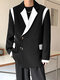 Mens Japan Contrast Patchwork Long Sleeve Blazer - Black