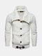 Mens Casual Knit Flexible Breathable Buttons Solid Color Quality Sweater - White