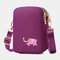 Women Elephant Printed Phone Bag Waterproof Casual Crossbody Bags - Purple
