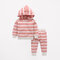 Stripe Baby Infant Kid's Hooded Tops + Pants Clothing Set For 0-3 Years - Pink