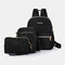 Women 3Pcs Waterproof Large Capacity Travel Shoulder Bag Backpack - Black