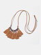 Lange Halskette aus böhmischem Baumwollfaden mit Quaste - #03