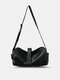 Men Faux Leather Fashion Waterproof Large Capacity Crossbody Bag Shoulder Bag - Black