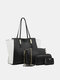 Women Artificial Leather Elegant Large Capacity Bag Set Tote Bag Daily Casual Handbag - Black