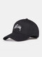 Unisex Cotton Solid Letters Pattern Embroidery All-match Sunshade Baseball Cap - Black