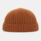 Men Women Solid Color Knitted Wool Hat Skull Cap Beanie Brimless Hats - Orange