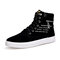 Men Brief High Top Letter Pattern Zipper Lace Up Casual Skate Shoes - Black