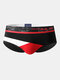 Sexy Colorblock Patchwork Cotton Breathable Underwear Thin Stitching Elastic Brief for Men - Black