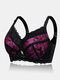 Plus Size Push Up Lace Gather Full Coverage Comfort Bras - Pink