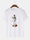 Mens 100% Cotton Halloween Skeleton Pumpkin Print Casual Short Sleeve T-Shirts - White