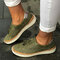 LOSTISY Plus Size Women Casual Breathable Tassel Flat Loafers - Green