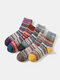 5 Pairs Women Wool Cotton Thickened Geometric Striped Cartoon Elk Pattern Breathable Warmth Socks - #01