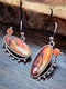 Vintage Geometric Snail Shape Inlaid Colored Stone Alloy Earrings - #01