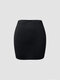 High Waist Solid Mini Bodycon Skirt For Women - Black