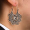 Vintage Metal Hollow Fan-shaped Earrings Ethnic Geometric Flower Carved Drop Pendant Big Earring - 11