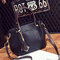 Women PU Leather Vintage Handbag Crossbody Bag  - Black
