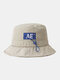 Unisex Cotton Fashion Cloth Label Sunshade Adjustable Couple Hat Bucket Hat - Beige