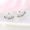 Trendy Small Daisy Flower Ear Hook Geometric Metal Flower Rhinestone Cute Earrings - Silver