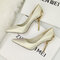 Women Solid Color Pointed Toe Fashion Metal Decor Fine Heels - Gold