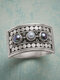Vintage Carved Inlaid Artificial Gems Geometric-shaped Alloy Ring - Silver