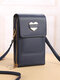 Casual Multifunction Double-Layer Touch Screen Crossbody Bag Faux Leather Heart Decoration Phone Bag - Blue