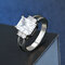 Vintage Geometric Diamonds Finger Rings Square Crystal Inlaid Couple Rings Zircon Rings - White
