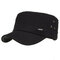 Mens Outdoor Sunshade Cotton Military Cap Casual Adjustable Flat Top Hat With Three Breathable Holes - Black