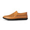 Men Mesh Hand Stitching Non Slip Outdoor Slip On Casual Shoes - Yellow
