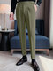 Cierre de doble botón de cintura alta para hombre Pantalones - Verde
