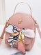 Women Multi-carry Silk Scarf Bowknot Handbag Satchel Bag Crossbody Bag Backpack - Pink