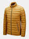 Mens Foldaway Padded Full Zipper Stand Collar Thick Warm Quilted Jackets - Yellow