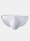 Men Super Thin Ice Silk Briefs Pure Color Pouch Seamless Small Underpant - White