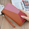 Women Stitching Color Multi-slots Long Wallets Card Holder 5.5 Inches Phone Bag - Brown