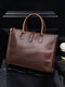 Men Vintage Faux Leather Large Capacity Multi-Carry Briefcase Business Crossbody Bag - Coffee