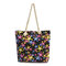 Reusable Starfish Canvas Shoulder Bag Travel Shopping Tote Handbag - Black