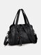Retro Faux Leather Stitching Texture Wear Resistant Crossbody Bag Multi-Carry Key Chain Handbag Waterproof Shoulder Bag Tote - Black
