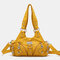 Women Vintage Multi-pocket Hardware Anti-theft Crossbody Bag Shoulder Bag - Yellow