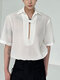 Strukturiertes, leicht durchsichtiges Herren-Poloshirt - Weiß